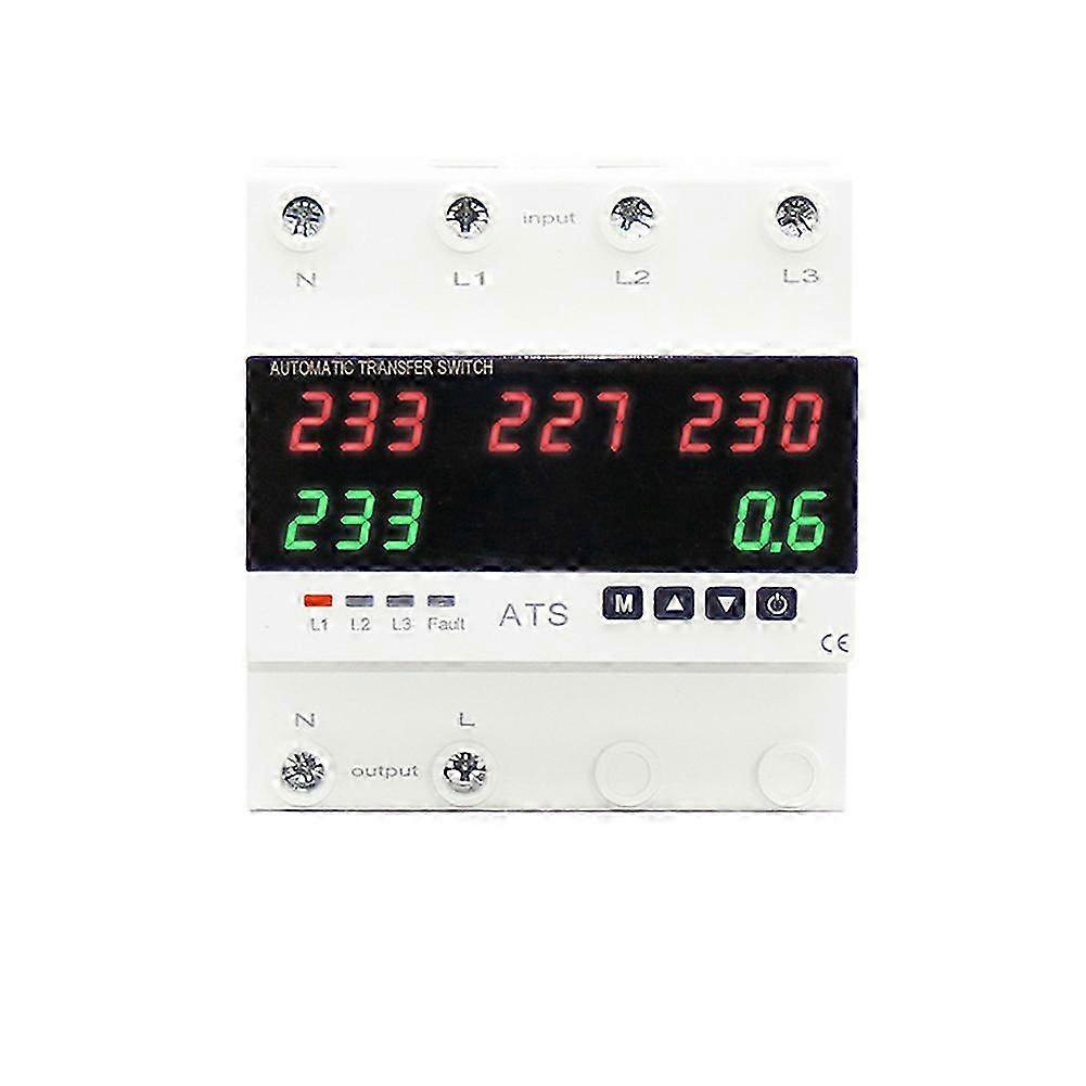 Over Under Voltage Protector ATS Automatic Transfer Switch Phase Selector Uninterrupted Power over Current Limiter 100A