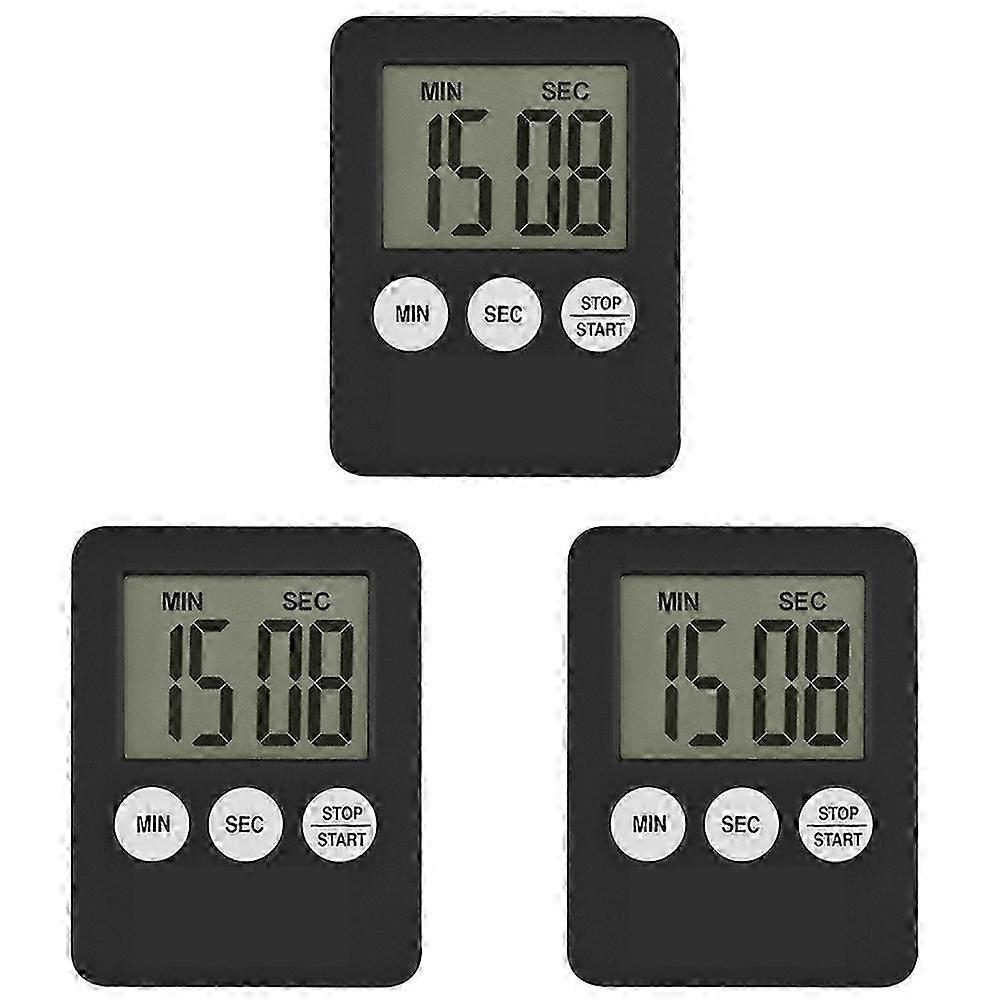 3X Super Thin LCD Digital Screen Kitchen Timer Square Cooking Count Up Countdown Alarm Magnet Clock