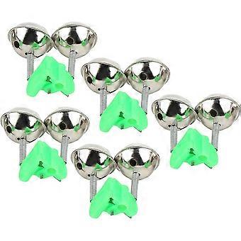 Z7 5er-Pack Angelringe, Bissanzeiger für Angelruten, Köder, Doppelklingel-Rutenspitzenclip, Angelgrün