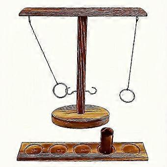 Gioco di lancio dell'anello e del gancio in legno per adulti, supporto a T con anelli in metallo, gioco di competizione per feste al chiuso e all'aperto, divertimento con bevande per bar, casa, Natale, compleanno