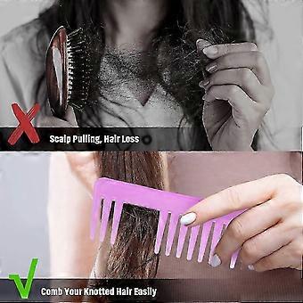 Wide Tooth Comb Large Hair Detangling Comb compatible with Curly, Wet Dry Hair, No Handle Detangler Accessories(Cyan, Purple)
