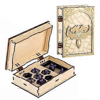 Secures & Organizes 7-Piece Polyhedral Dice in Plastic & Wooden Storage Box Case for Tabletop Role-Playing Game Accessories