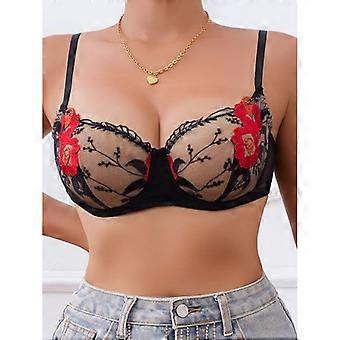 French Sexy Lace Push Up Thin Cup Bra For Large Bust Women