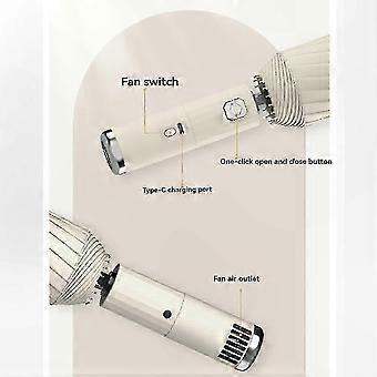Auto Folding Umbrella with Rechargeable Cooling Fan, UV Protection, Portable for Rain and Sun