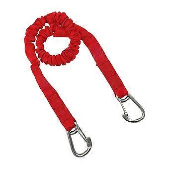 Corde d'amarrage élastique avec gaine extérieure de protection et deux mousquetons pour kayaks et équipements de sports nautiques (rouge)