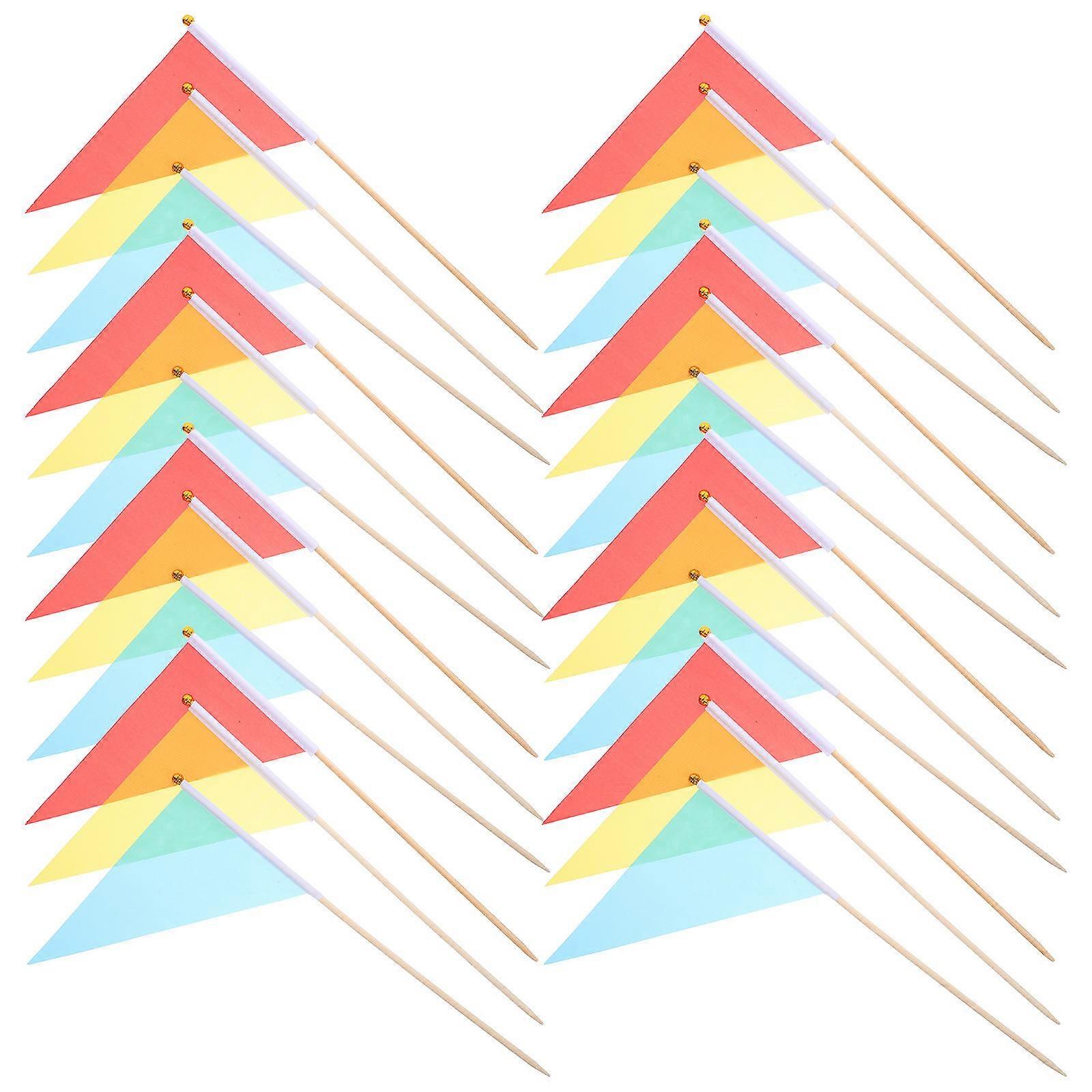 Traffic Safety Flags Triangle Marker for 30Pcs Pennant Stick Flags