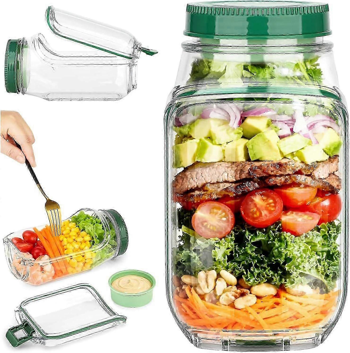 Leak-Proof Side-Opening Salad Jar