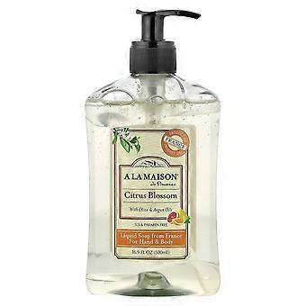 3 sztuki produktu "A La Maison de Provence", płyn do mycia rąk i ciała, zapach kwiatów cytrusowych, pojemność 500 ml (16,9 fl oz).
