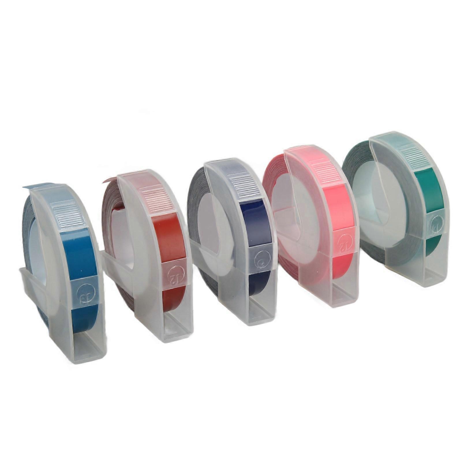 5pcs 3D Embossing Label Tapes 9mm Width 9.8ft Length Thermal Transfer Automatic Label
