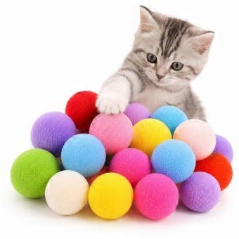 Kattenspeelgoedballen, 10 stuks zachte 4 cm grote pompons voor katten