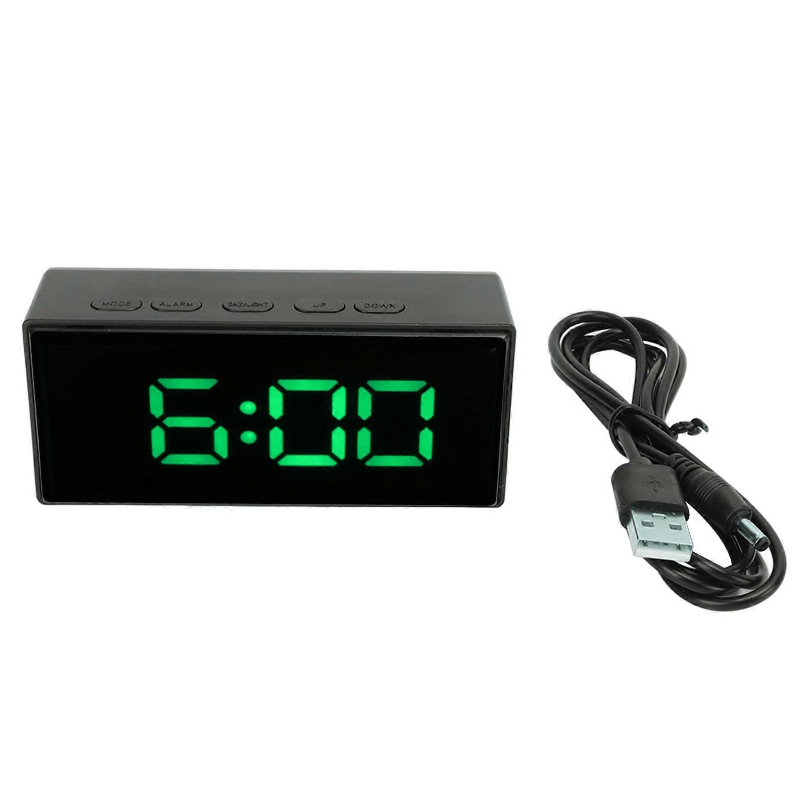 Mirror Digital Alarm Clock, Smart LED Display, Light Sensing, Smart Digital Clock with Two Display Modes, Snooze Function, Green