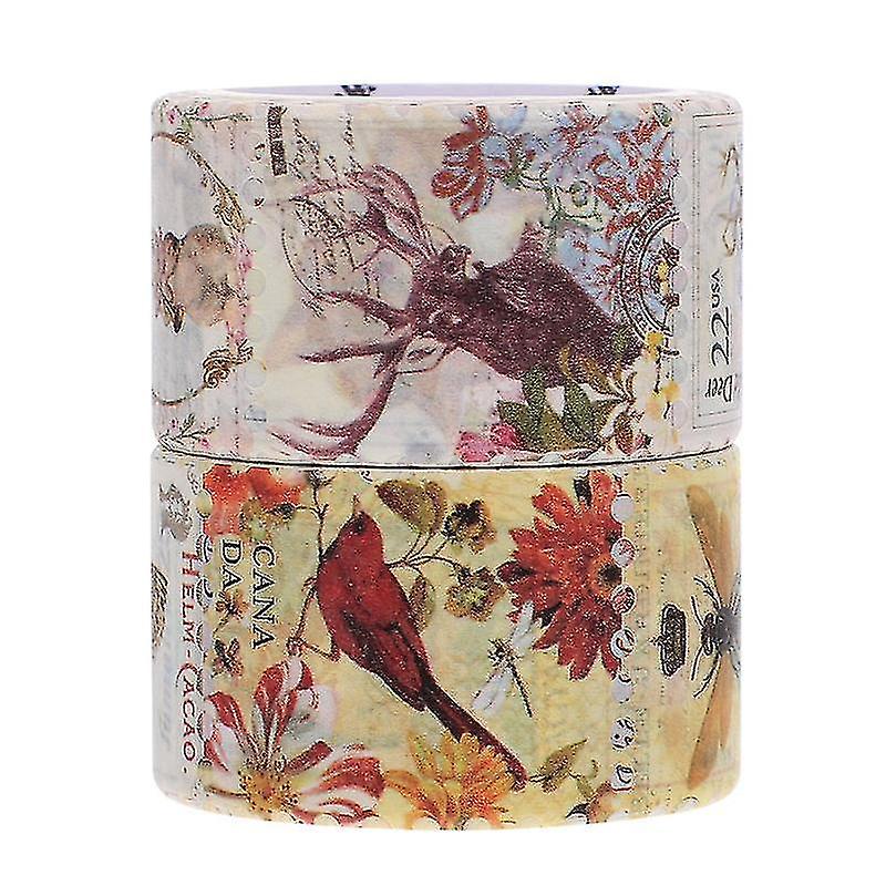 2 Rolls Of Stamp Washi Tapes Washi Notebook Patches Retro Decoration Stickers