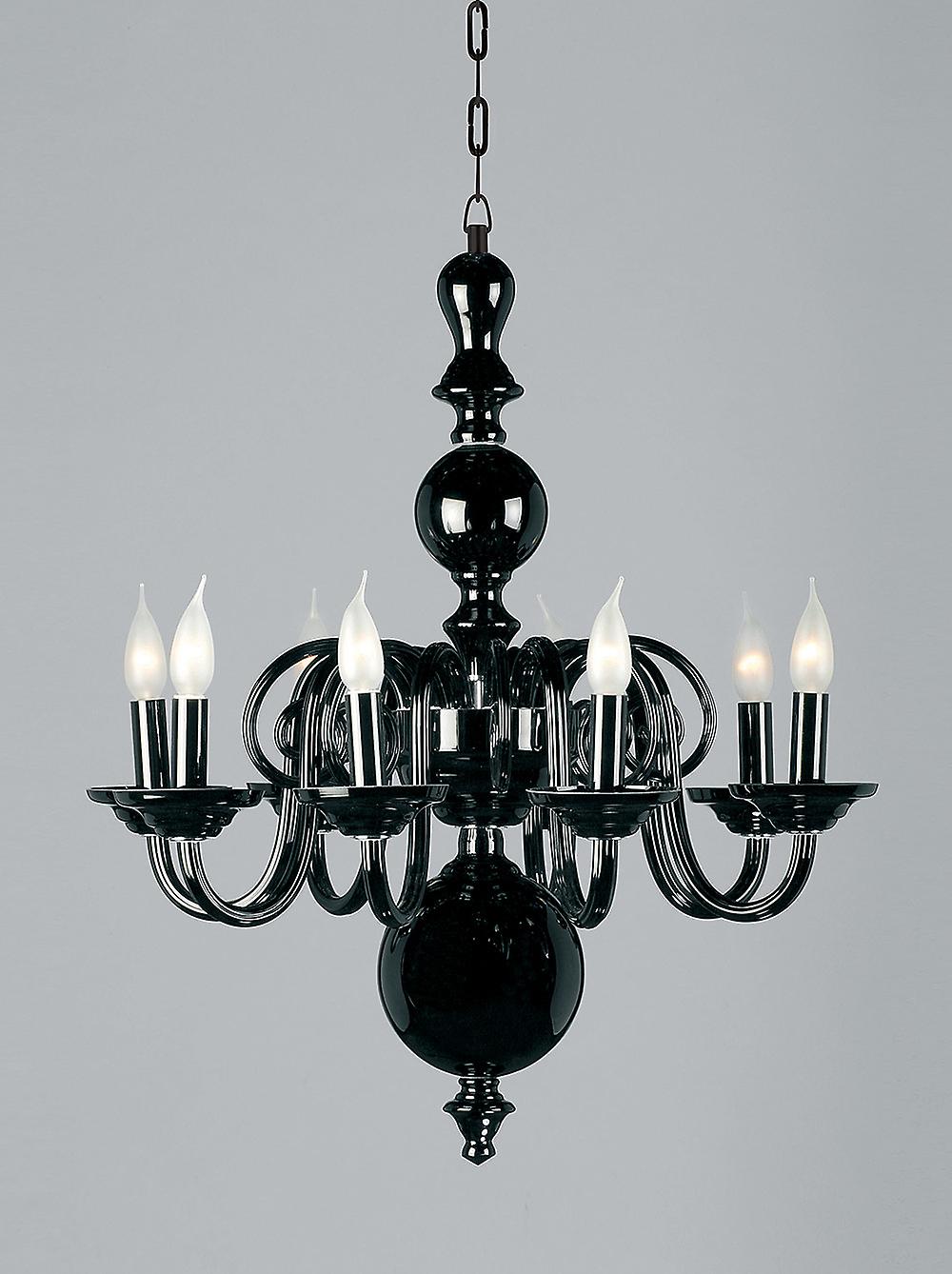 Impex Salas Glass Black 8 Arm Chandelier