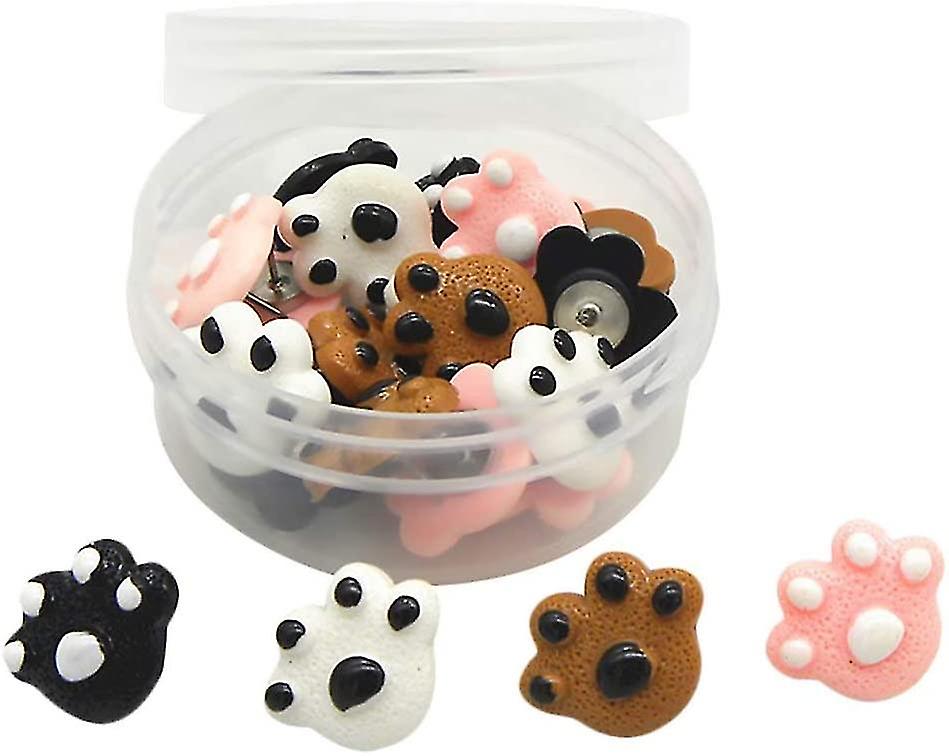 Push Pins Compatible With Cork Boards, 25pcs Paw Print Thumb Tacks W/storage Box, Decorati