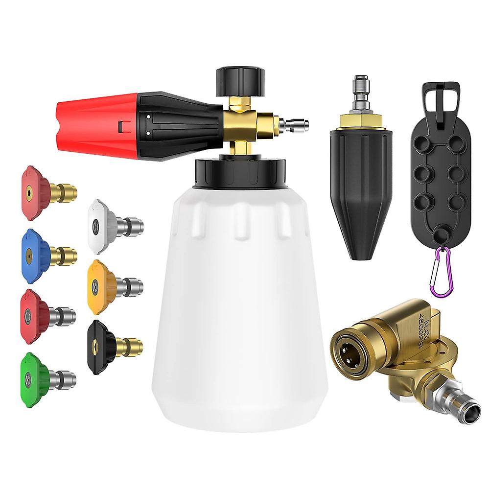 Foam Cannon with 7 Pressure Washer Spray Nozzle Tips Set, 4000 360 Rotating Turbo Nozzle, Nozzle T