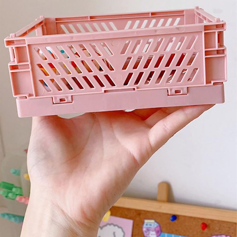 2 Pcs Mini Collapsible Storage Plastic Crates/Stackable Storage ...