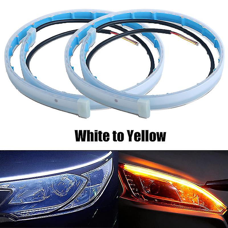 2 stuks Drl Led Strip Turn Signal Sequential Yellow Flexible Day Running 12v Auto Auto Accessoires | |