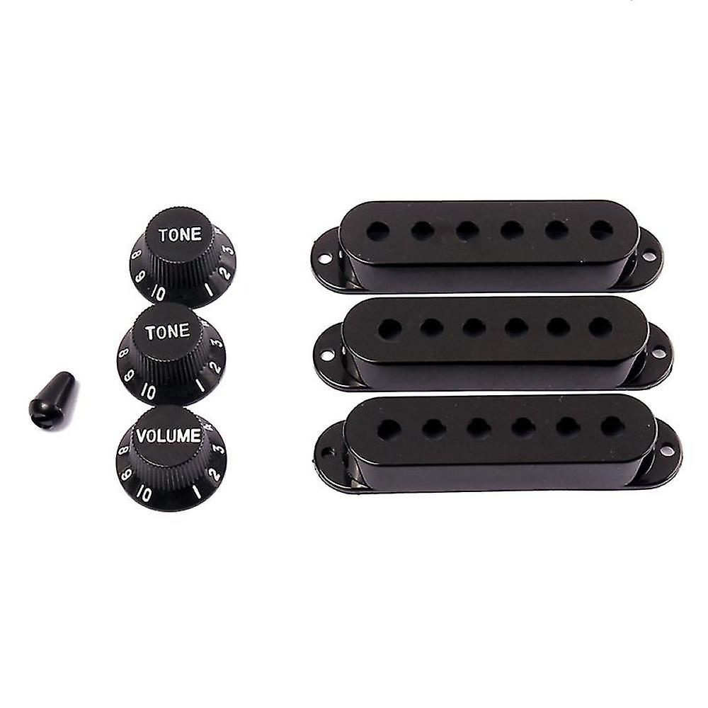 3pcs Durable Guitar Pickup Cover Volume Tone Knobs Switch Tip Parts Set,black