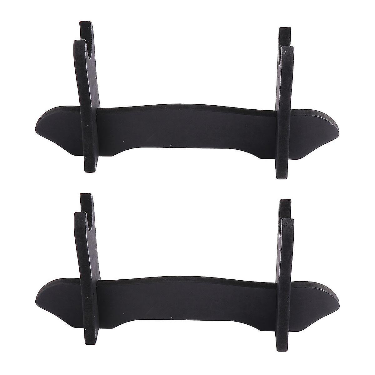 2pcs Sword Stand Delicate Wooden Katana Display Bracket Rack Sword Holder Stable Organizer (black)