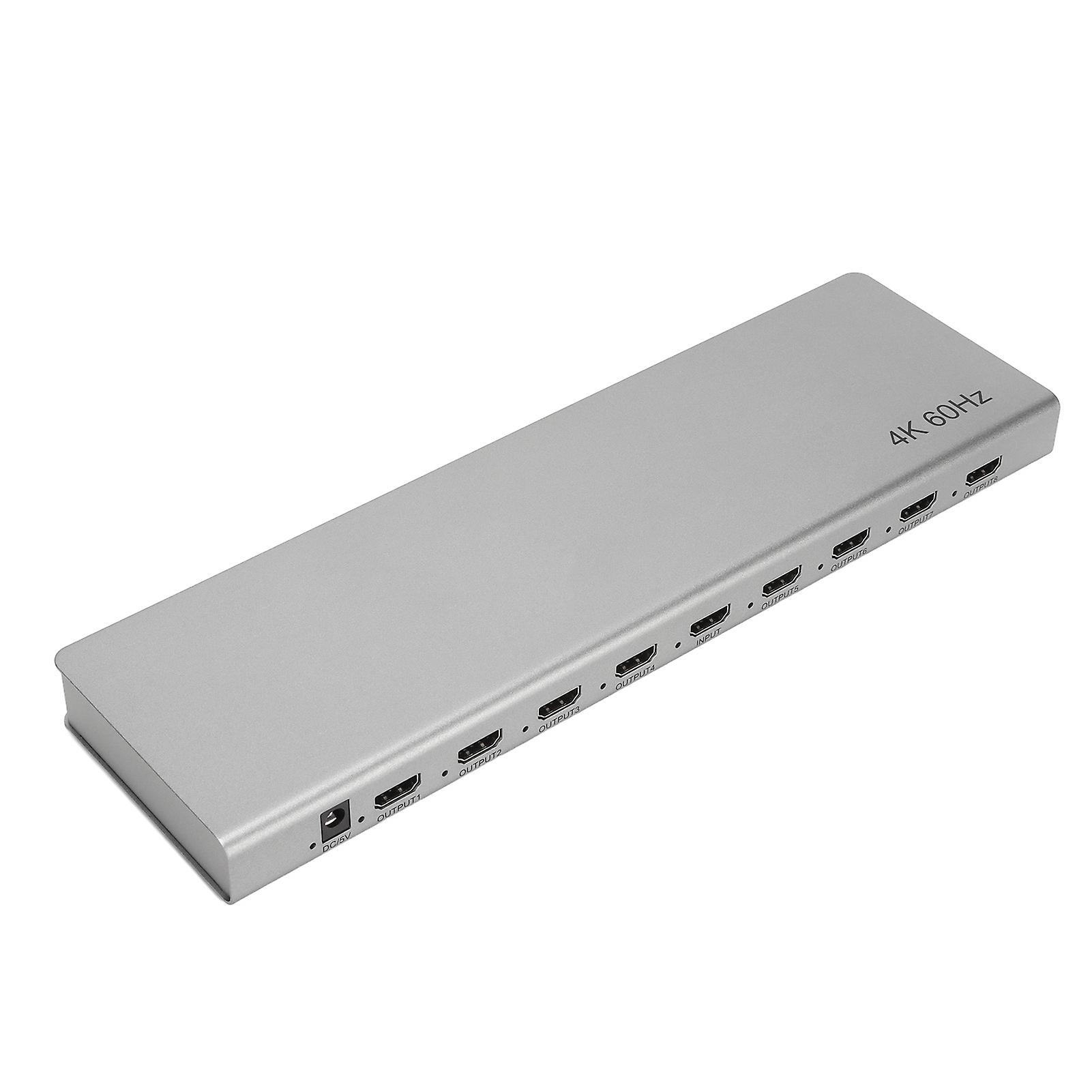 4K HD Multimedia Interface Distributor Multifunction 1 in 8 Out HD Multimedia Interface Splitter 100?240V EU Plug