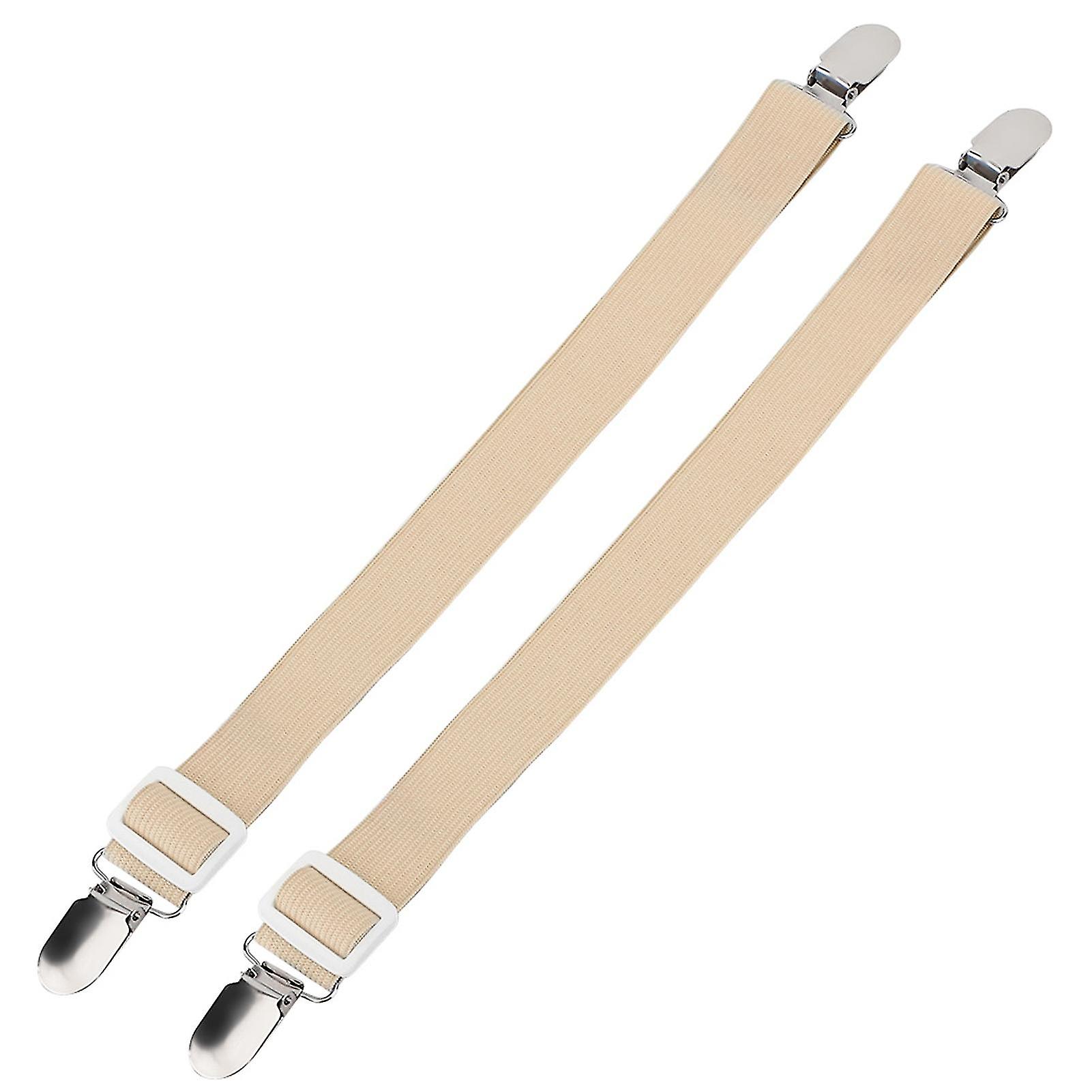 2Pcs Multipurpose Bed Sheet Clip Straps Gripper Non slip Fasteners Bed Sheet Gripper (Khaki)
