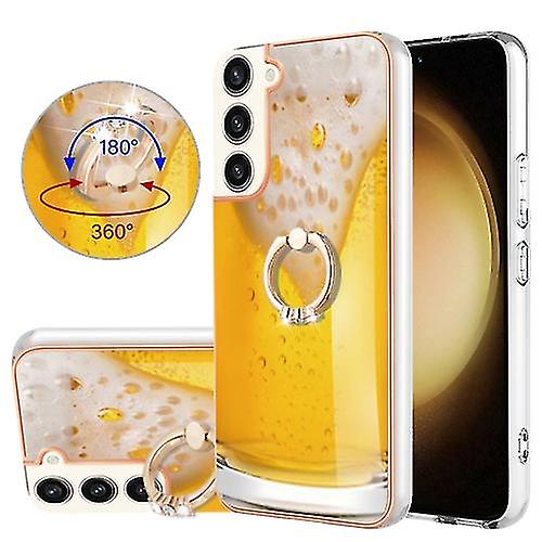 For Samsung Galaxy S22+ 5g Electroplating Dual-side Imd Phone Case With Ring Holder(smile)