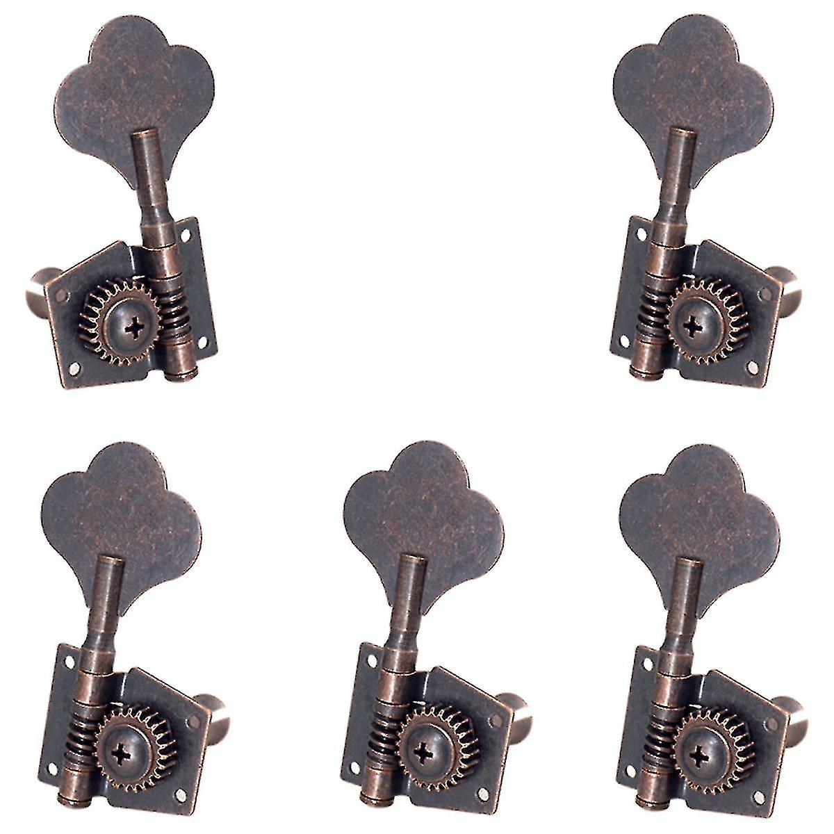 5pcs Guitar Vintage Open Tuning Key Pegs Tuners 1l4r For 5 Strings Bass Red