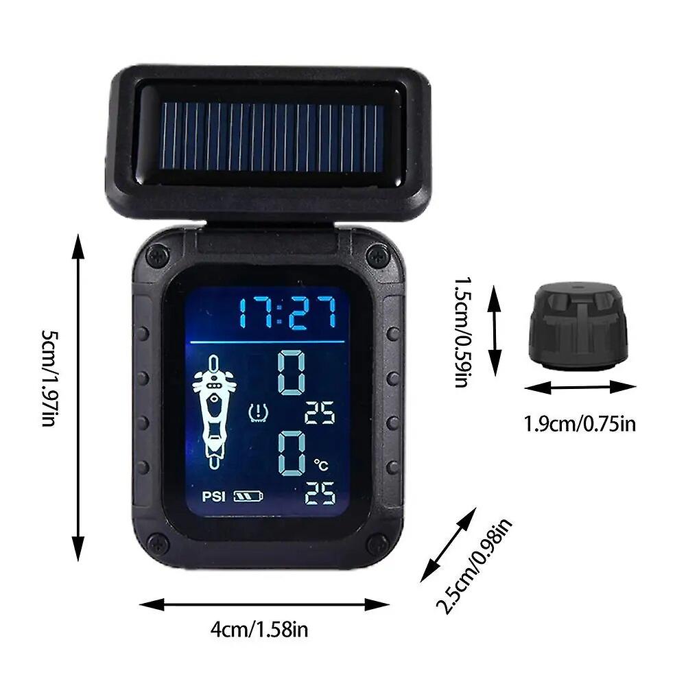 Wireless Lcd Display Motorcycle Tpms Tyre Temperature Tester Real-time Dirt Pit Bike Motor Tire Pressure Monitoring Alarm System
