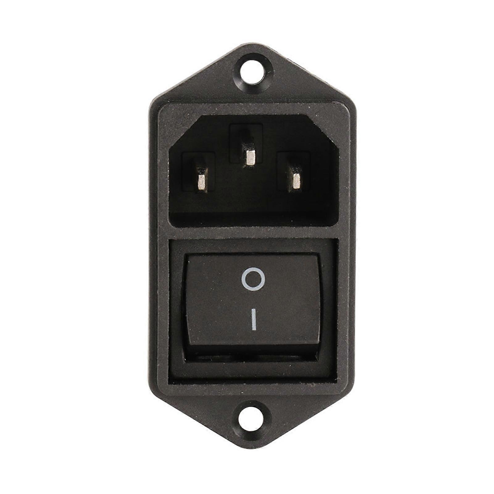 IEC320 C14 AC Power Socket with 10A Rocker Switch, Black