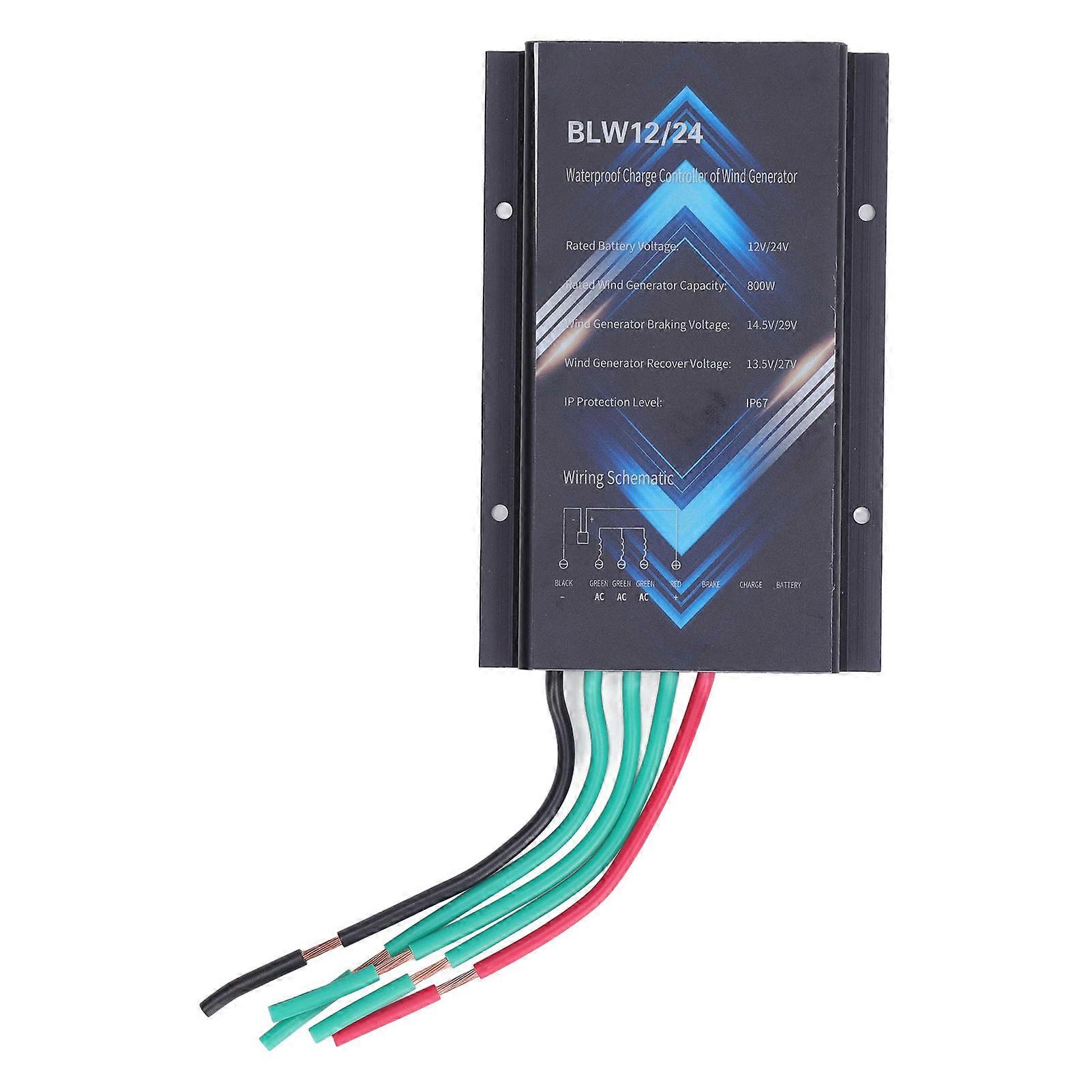 800W Wind Turbine Controller Aluminum Alloy IP67 Waterproof Wind Generator Controller 12V 24V