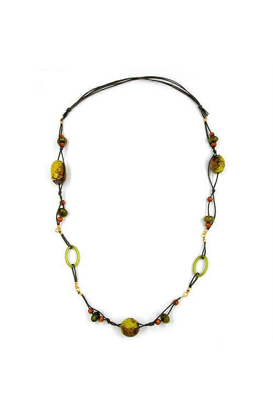 Necklace Beads Green-olive 95cm - Gl00116