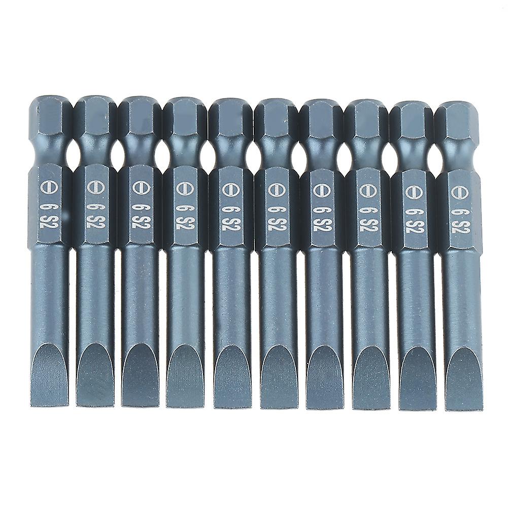 MechKit Magnetic Slotted Screwdrivers 10pcs 1/4 Inch Hex Shank 50mm S2 Alloy Steel Slotted Screwdriver Bits Set, Magnetic Slotted Screwdrivers,