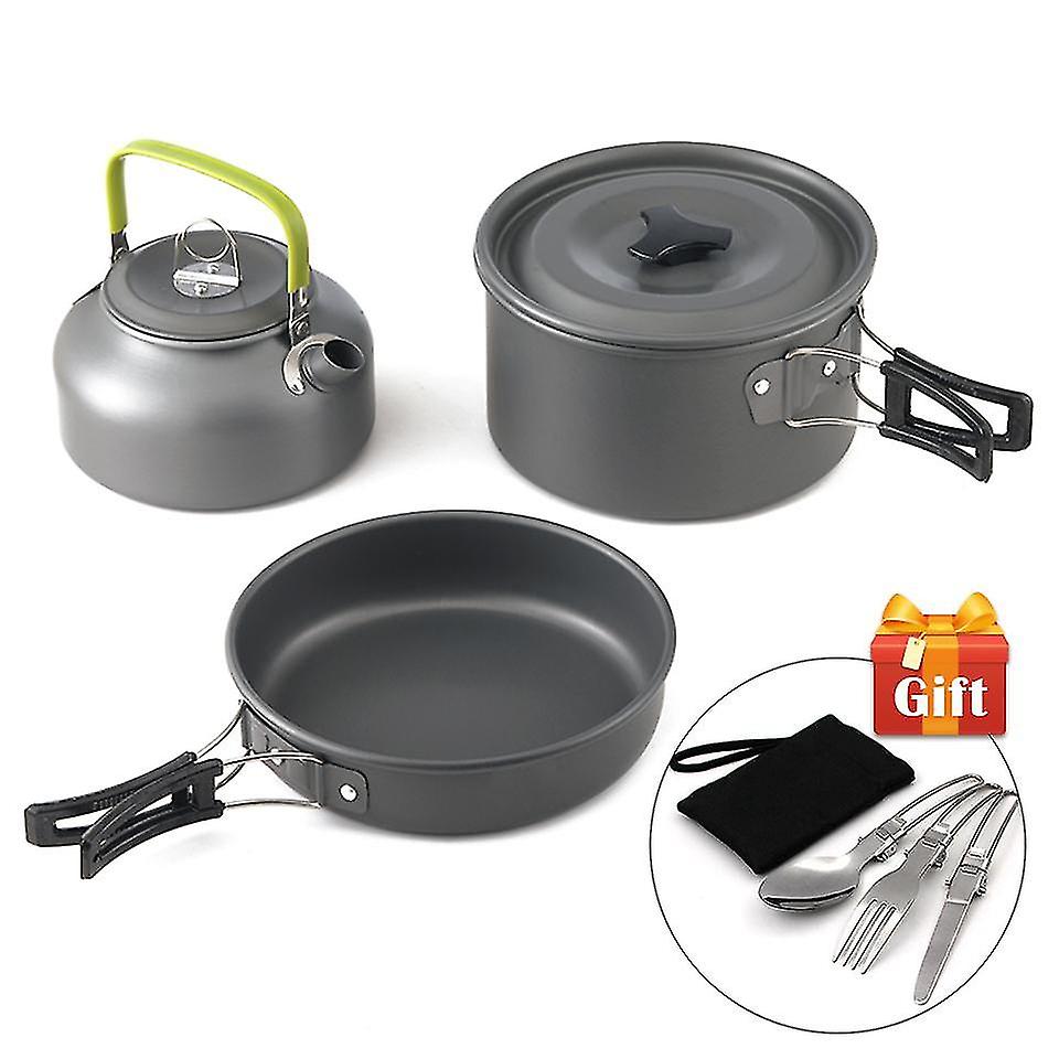 New Ultralight Camping Pot Frypan Kettle Cookware Utensils Outdoor Tableware Set Hiking Picnic Tableware Pot Pan 2-3persons