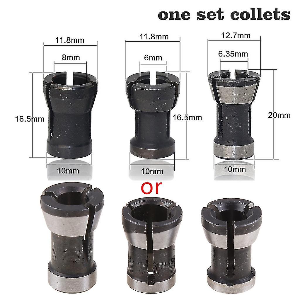 3 قطع / مجموعة 6 مم 6.35 مم 8 مم راوتر النجارة مثقاب النقش طحن القاطع تشاك