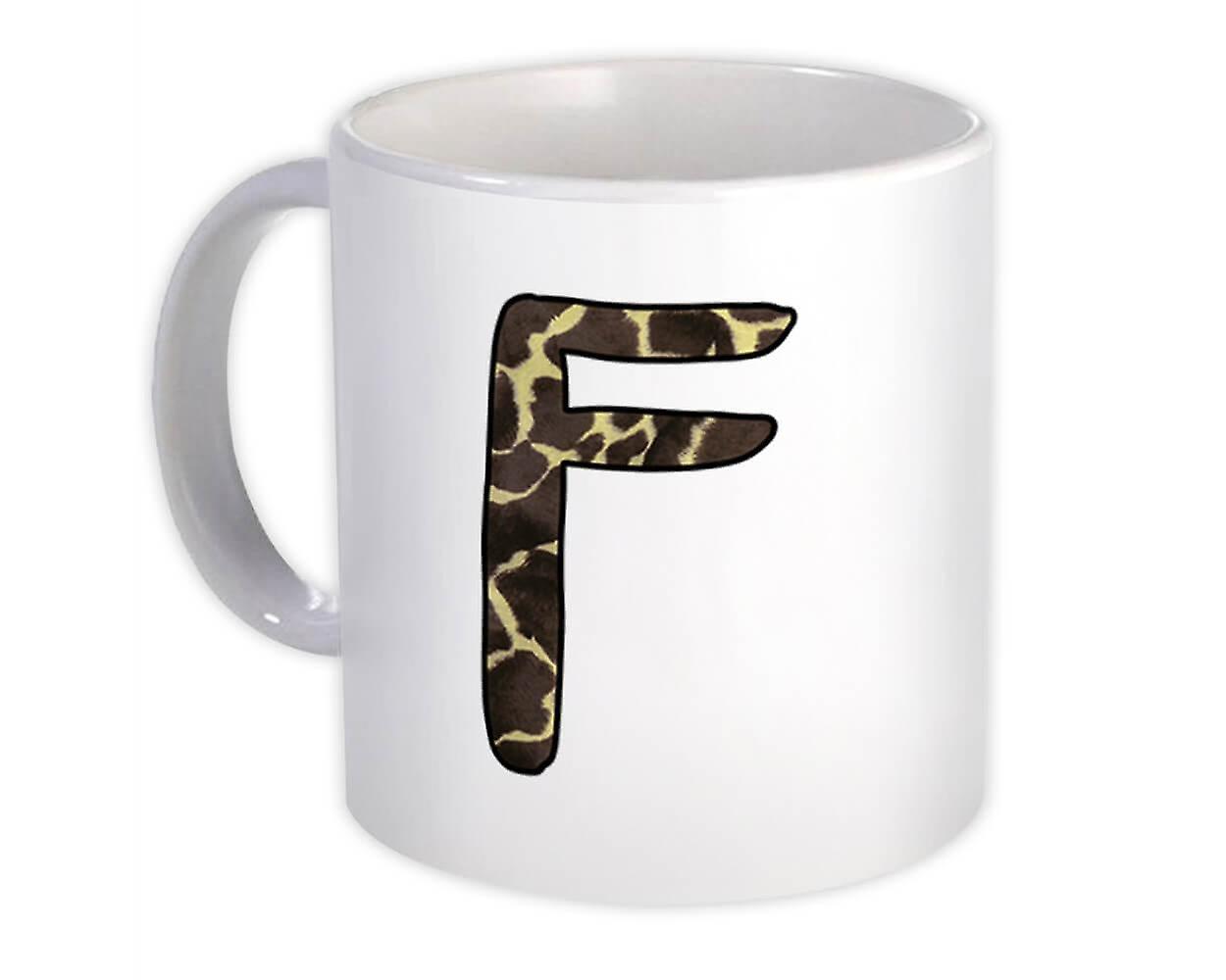 Gift Mug: Monogram Letter F Giraffe