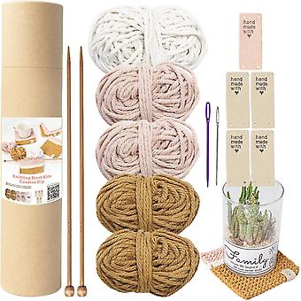 Knitting Coaster Kit - Bright Color Complete Set | Home, Dormitory, Airplane, Automobile, Train