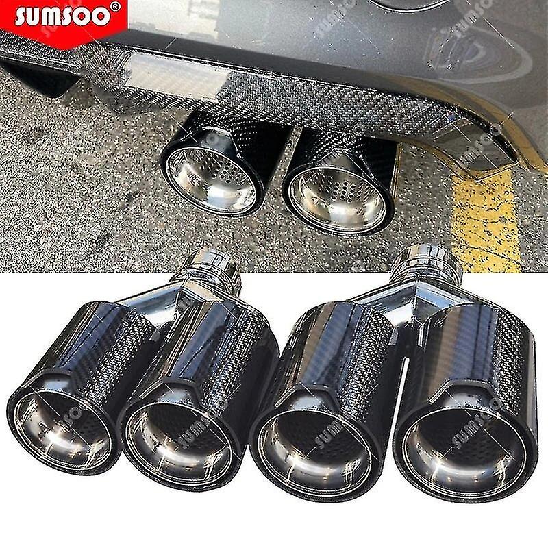 Double fibre de carbone véritable + Embouts d’échappement en fibre de carbone Universal M Performance en acier inoxydable 304