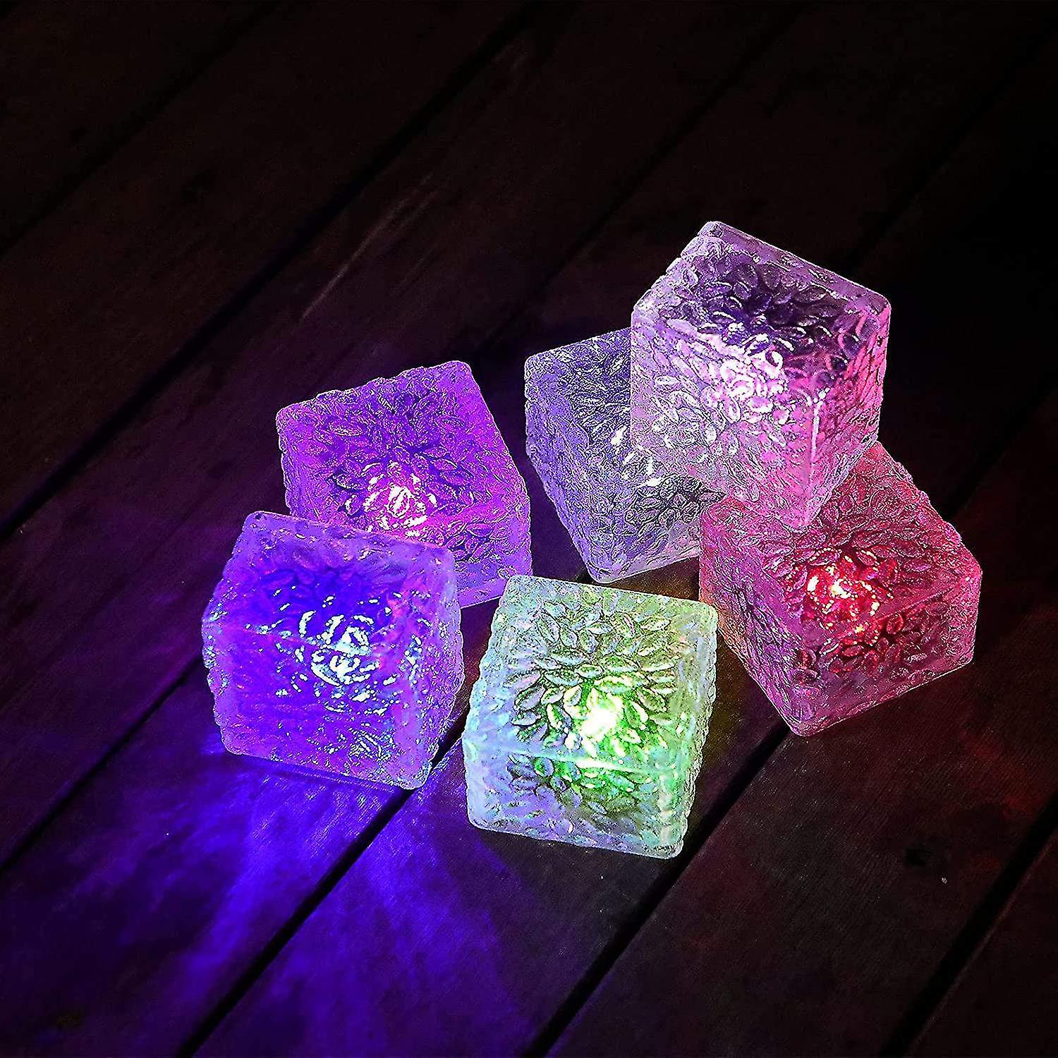 Solar Brick Lights - 6 Pack Solar Ice Cube Lights RGB Color Changing Lights
