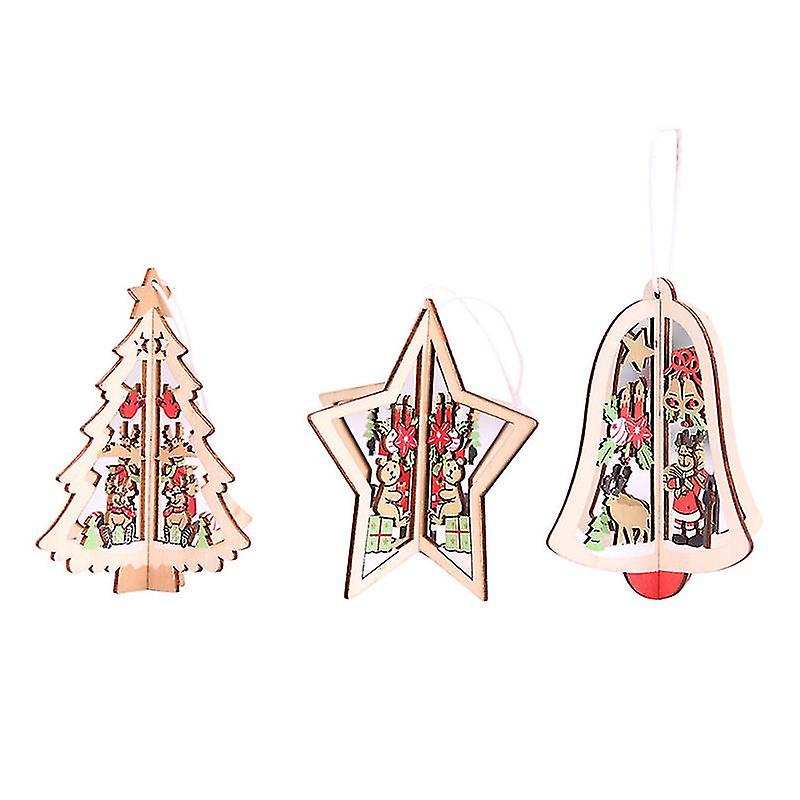 3pcs Christmas Stereo Hollow Pendants Decors