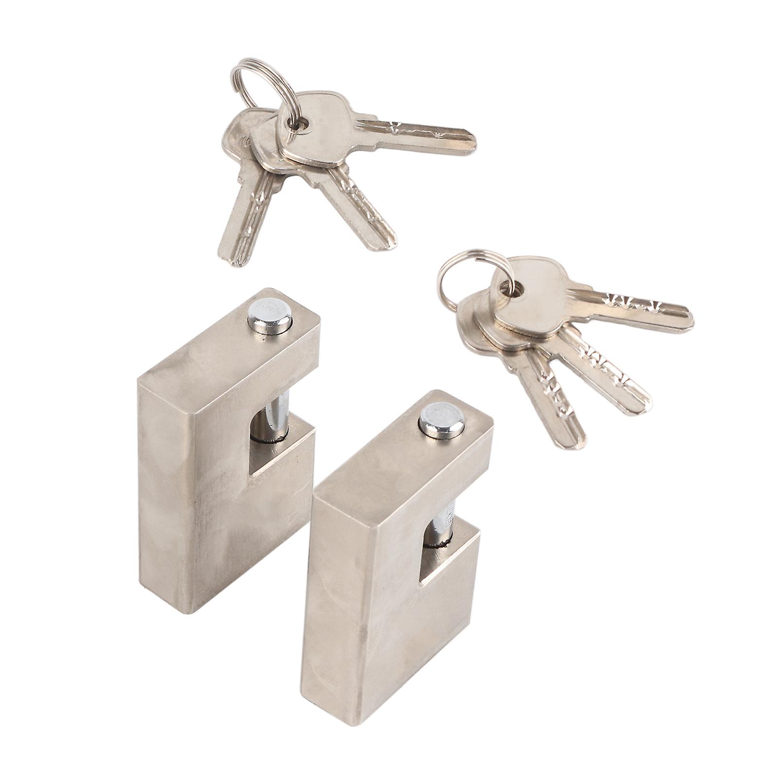 2pcs Heavy Duty Padlock Rectangle Waterproof Rustproof Monoblock Lock With 6 Keys Protector Lock For Garage Door
