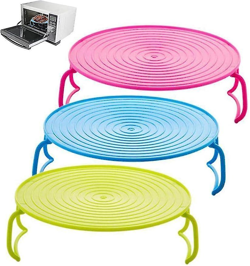 1pcs Microwave Steamer Rack Plastic Microwave Plate Stacker Round Plastic Baking Oven Tray Grill Rack Cooking Supplies