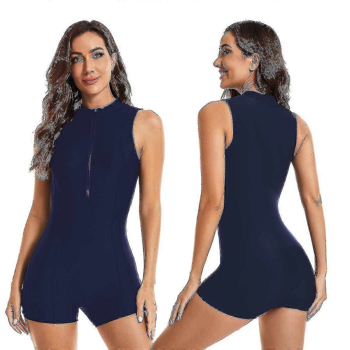 ملابس السباحة النساء Boyleg قطعة واحدة السباحة البدلة تصفح ارتداء الشمس الحماية من الشمس بذلة Z