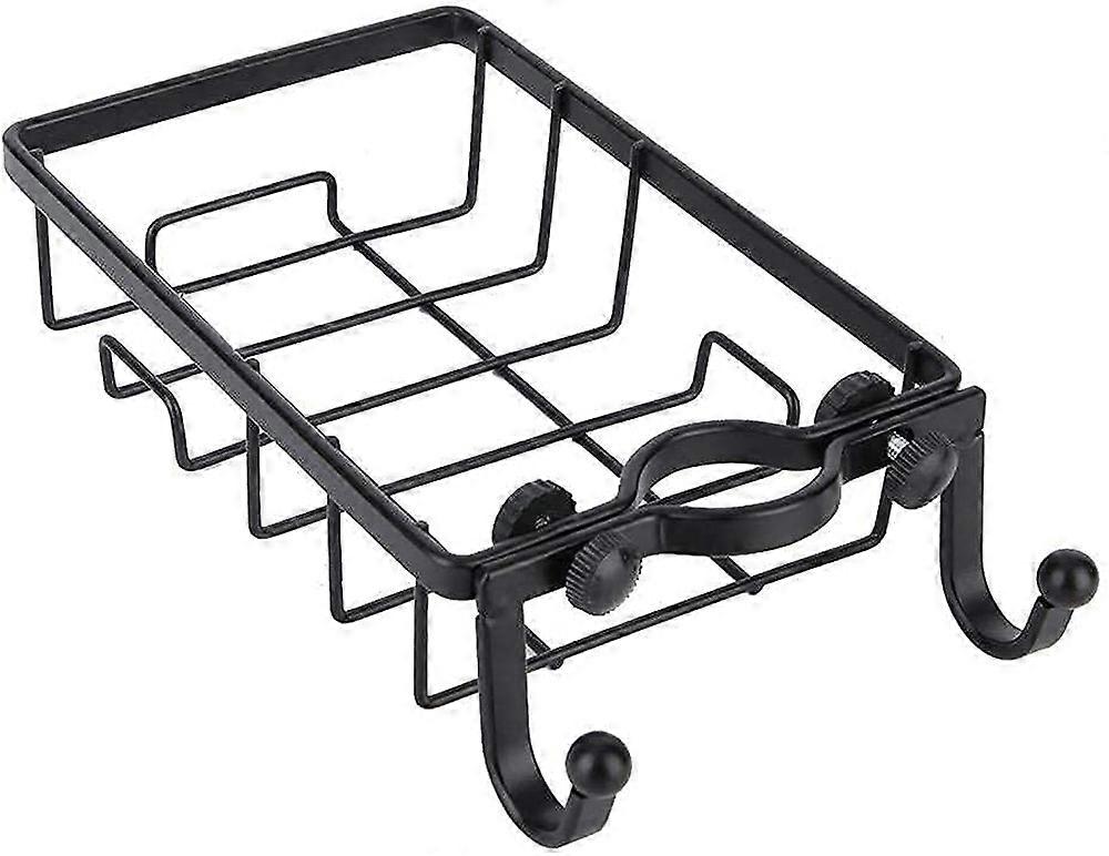 Kitchen Faucet Sponge Holder, Sink Holder Kitchen Sink Sponge Holder with Hooks for Sponge Soap Brush, Black,185*100mm