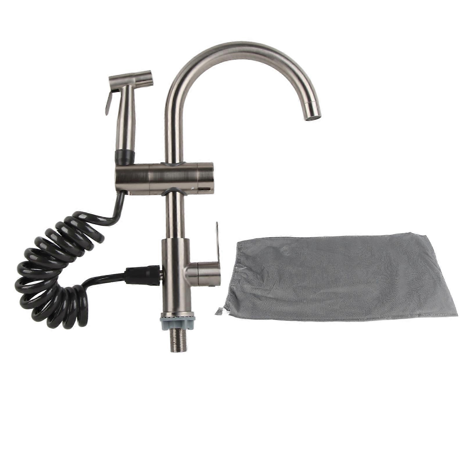 Single Handle Stainless Steel Kitchen Sink Faucet with Side Sprayer