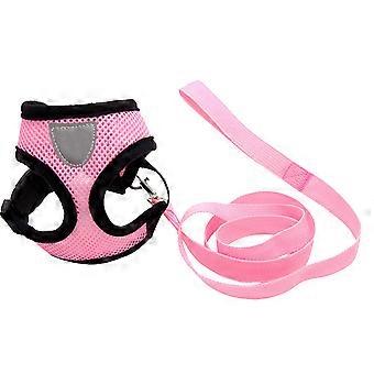Arnés para perros con correa de malla Tela Chaleco para mascotas ajustable suave y transpirable para entrenamiento al aire libre y carrera Rosa M