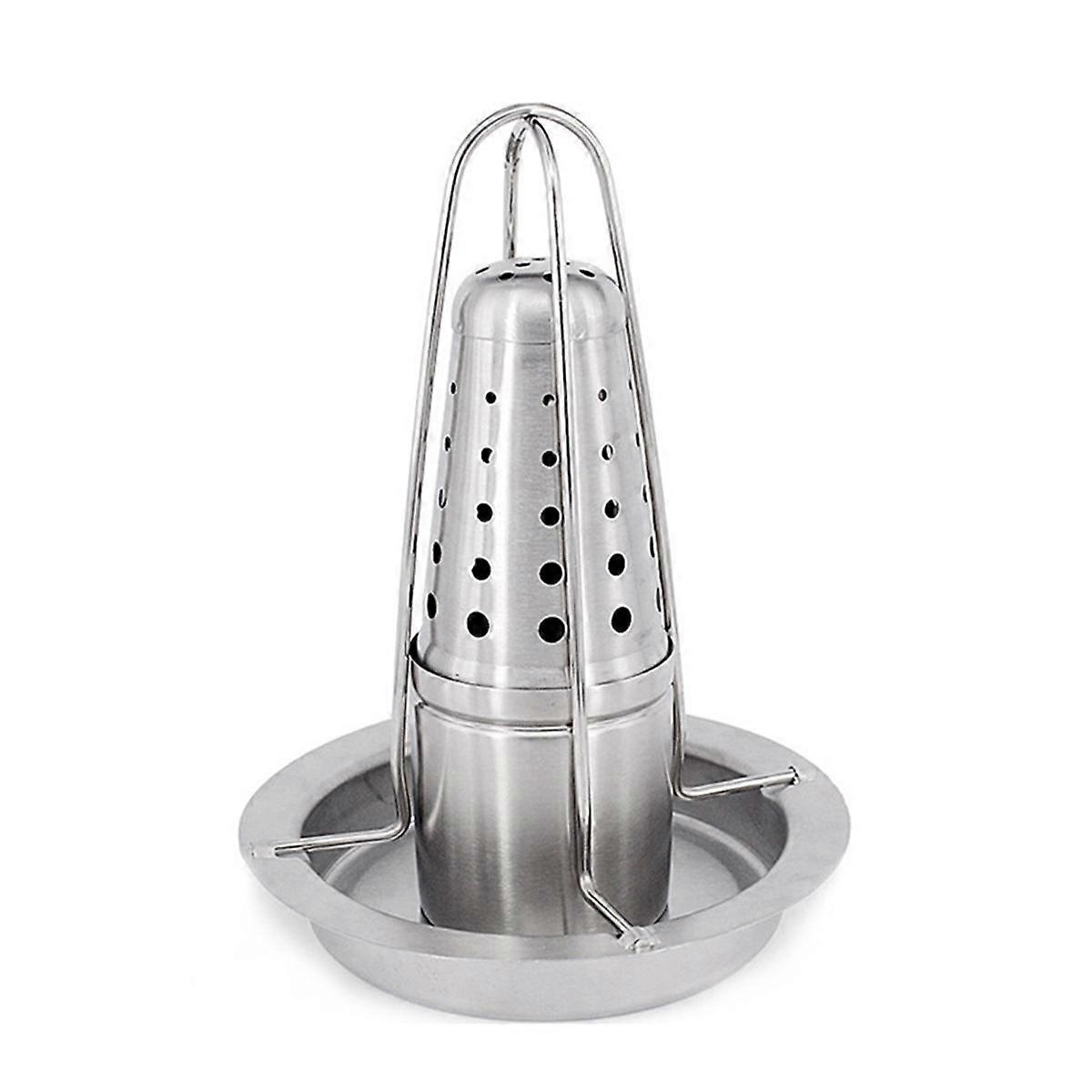 Chicken Roaster Stand Beer Can Vertical Chicken Holder with Drip Pan Upright Chicken Barbecue Rack for Grill