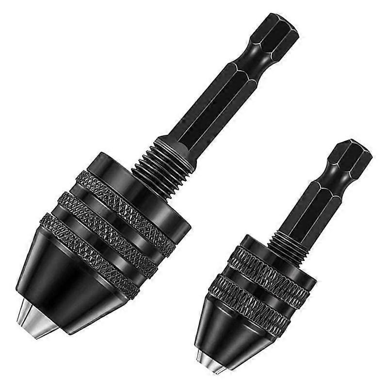 2Pcs Hex Shank Keyless Drill Chuck, Screwdriver Converter Drill Adapter Quick Change Drill Bits Too