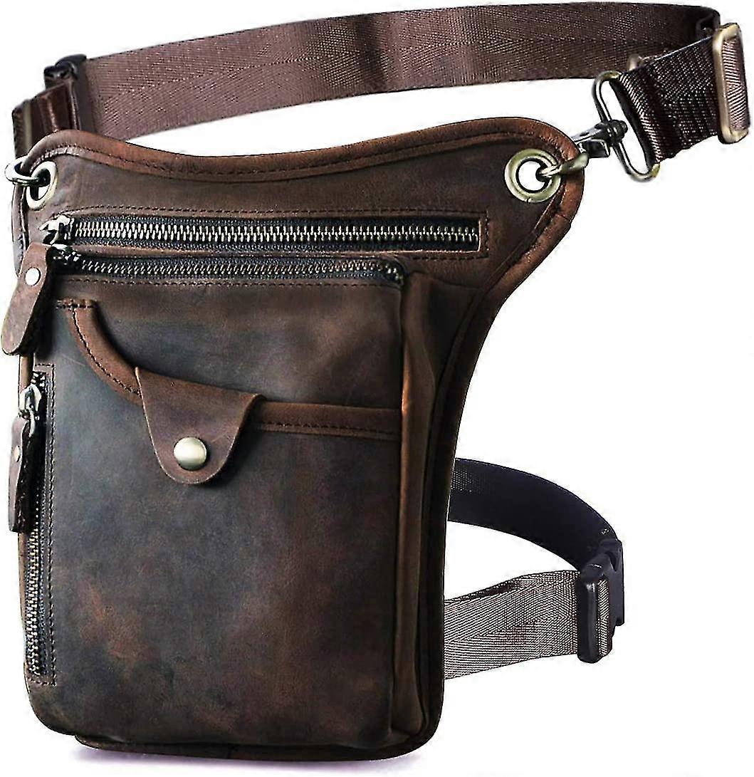 Le'aokuu Herren Echtes Leder Tasche Beinbeutel Beintasche Auenbeintasche Hfttasche Drop Leg Lår 211-5211-5 0 Dunkelbraun