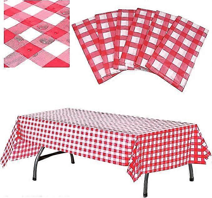 Red And White Checkered Tablecloth Inch Picnic Table Cover Disposable Rectangular Tablecloth Waterproof 5 Pieces Red And White Checkered