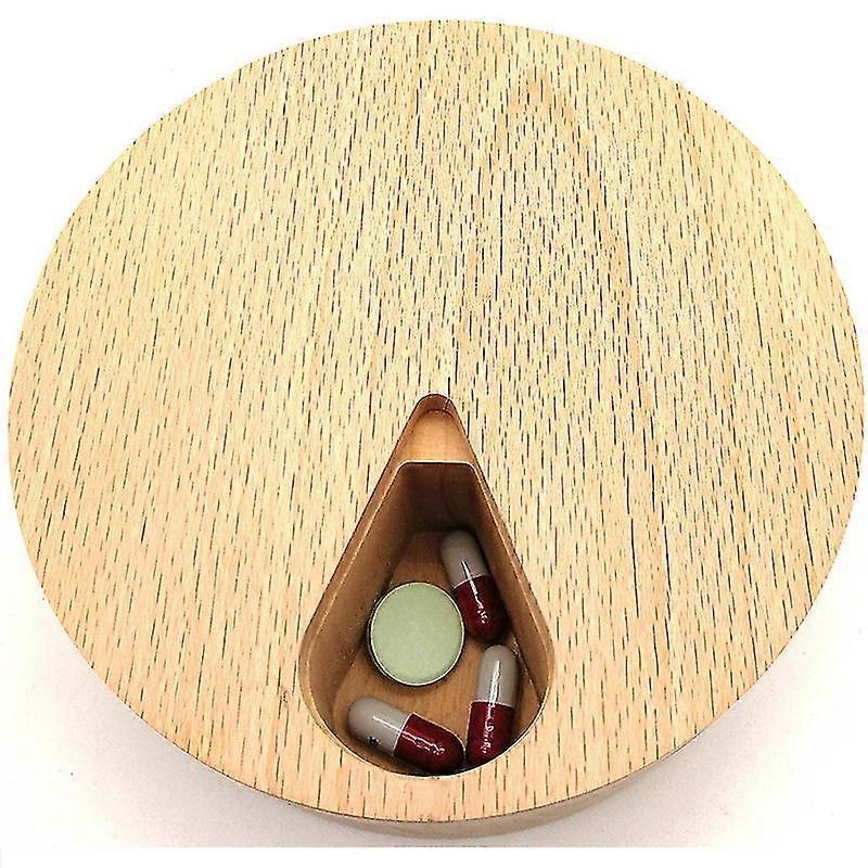 Ahşap El Sanatları Ahşap İlaç Kutusu Dairesel 7 ızgaralı Ahşap İlaç Kutusu Mutfak Masif Ahşap Sıralama ve Saklama Kabı DFE4.7C28C5-YT